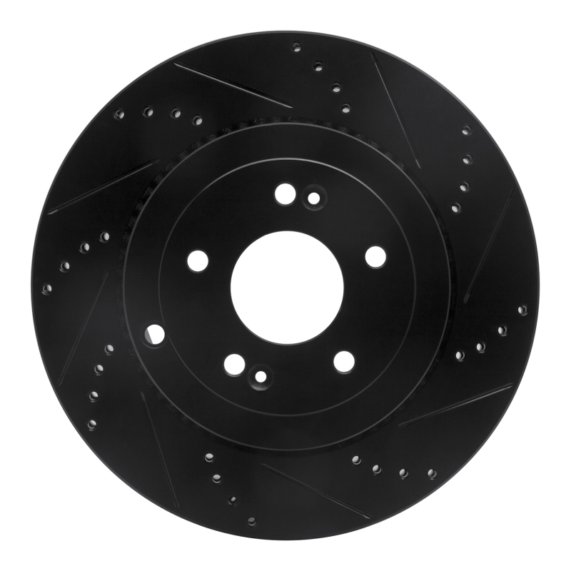 Hyundai Genesis Coupe Brake Rotor (1) - Rear Right - R1 Concepts - Drilled & Slotted - Black - `10-`16